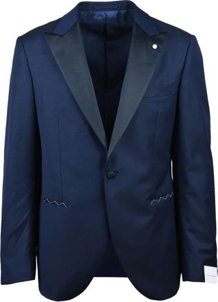 Luigi Bianchi Mantova Kostuums, Heren, Blauw, S, Wol, Giacca sfiancata