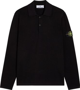 Stone Island Knit Cotton Polo Shirt - Black - XL