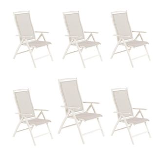 ED&Egrave;N JARD&Iacute; Pack 6 sillones para exterior con textilene reforzado blanco