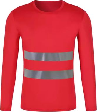 Generic Long Sleeve Hi Vis T Shirts for Men Construction Workwear Breathable Sweat Wicking Quick Dry Outdoor Safety Reflective Strips Mesh Shirts High Visibil