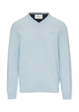 s.Oliver Strickpullover S.OLIVER, Herren, Gr. M, pullover, Feinstrick, Obermaterial: 100% Baumwolle, bestickt, unifarben, regular fit h&uuml;ftbedeckend, V-Ausschni