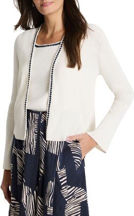 Nic+Zoe Trim Rib Cardigan in Classic Cream at Nordstrom Rack, Size Medium
