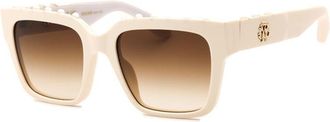 Roberto Cavalli Sunglasses Rectangle Full Rim, Shiny Beige Frame And Brown Gradient Lens Src040S09X7