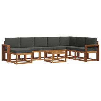 vidaXL Conjunto De Sof&aacute;s De Exterior 9 Pcs Natural Y Antracita Vidaxl