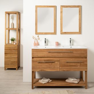 Wanda Collection Mueble Ba&ntilde;o De Teca Maciza Y Cer&aacute;mica Bagster 120 Cm