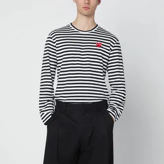 Comme Des Garçons Black/white striped cotton long-sleeve top
