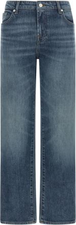 7 For All Mankind Blue Straight High Rise Jeans