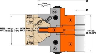 CMT 695.015.e1 Par De Cuchillas Para Perfiles Machihembrados Perf. E1 (25x30x2)