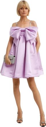 Nina Ricci Giant Bow Sleeveless Dress - Dames - Feestkleedjes - Paars - S - Polyester - Kleedjes