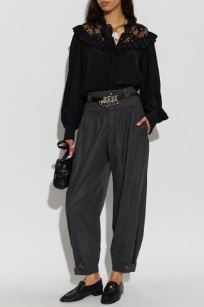 Chlo&eacute; Loose-fit Wool Trousers, Womens, Grey
