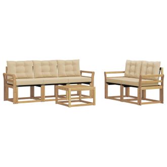 vidaXL Conjunto De Sof&aacute;s De Exterior Con Coj&iacute;n 6 Pcs Y Beige Vidaxl