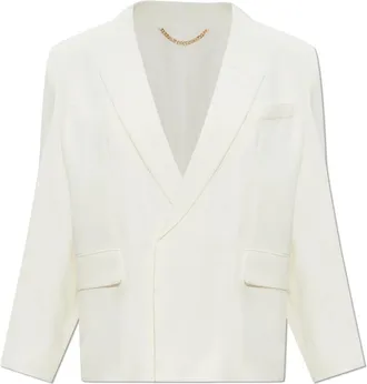 Victoria Beckham Double-Breasted Blazer met dubbele rugsplit - Dames - Blazers - Beige - S - Polyester - Jassen