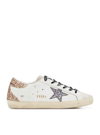 Golden Goose SUPER-STAR SNEAKERS IN LEATHER AND GLITTER - Golden Goose Deluxe Brand - Woman
