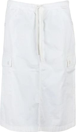 Replay Cotton Midi Skirt With Drawstring Closure And Flap Pockets
