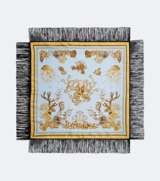 La DoubleJ Fringed printed silk twill scarf