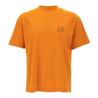 C.P. Company T-Shirts, male, Orange, Size: XL Logo-print T-shirt