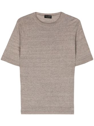 Dell'Oglio Gebreid T-shirt met ronde hals - Beige
