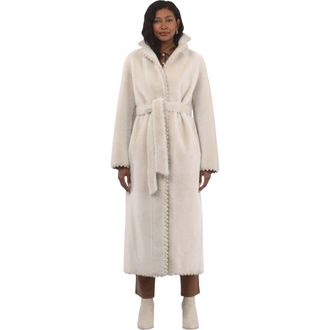 Gorski Reversible Genuine Shearling Long Coat in Cream/cream at Nordstrom, Size X-Large