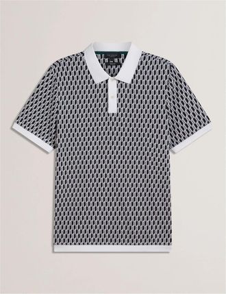 Ted Baker Heren Ted Baker Geo Regular Fit Polo Shirt in Middelblauw
