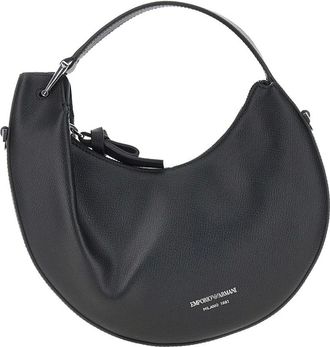 Emporio Armani 1981 Mini Leren Hobo Tas - Dames - Tassen - Zwart - Maat: ONE Size Zijde