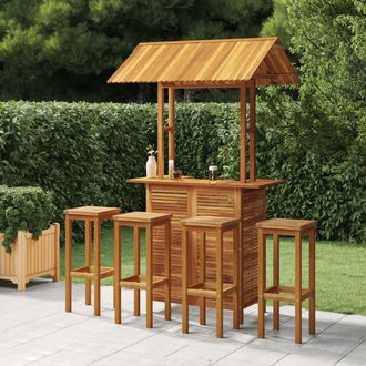vidaXL Juego Muebles De Bar De Jard&iacute;n 5 Pzas Madera Maciza De Acacia Vidaxl