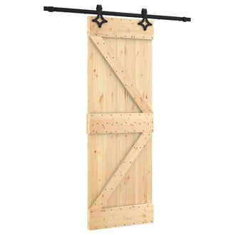 Berkfield Home Sliding Door with Hardware Set 70x210 cm Solid Wood Pine in Natural