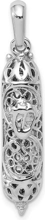 Diamond2Deal 14K White Gold 3D Mezuzah Pendant