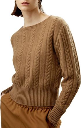 LilySilk Pure Cashmere Drop Shoulder Crew Neck Sweater for Women in Toffee at Nordstrom, Size X-Small