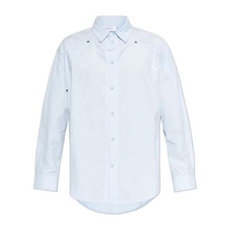 Off-white Casual Shirts, male, Blue, Size: 2XL Shirt with embroidered logo