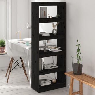 Berkfield Home Book Cabinet/Room Divider Black 60x30x167.5 cm Solid Wood Pine