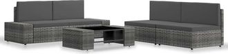vidaXL Vidaxl - Juego De Muebles De Jard&iacute;n 5 Piezas Rat&aacute;n Sint&eacute;tico Gris