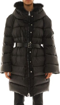 Ermanno Scervino Long Down Jacket With Hood In Black Nylon