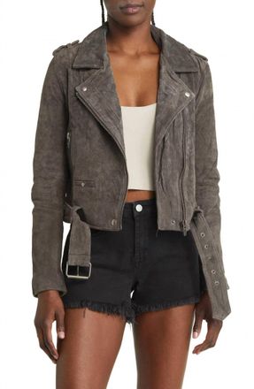 Blank NYC Suede Moto Jacket In Dark Grey