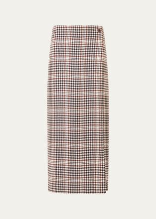 Akris Houndstooth Check Midi Wrap Skirt