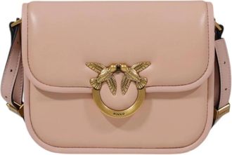 Pinko Love Box Bag FL Mini Nappa - Dames - Schoudertassen - Roze - ONE Size - Katoen - Tassen