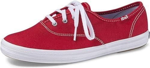 Keds Femme Champion Canvas Lace Up Chaussures de Sport, Rouge