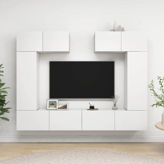 vidaXL Vidaxl - Set De Muebles De Sal&oacute;n Tv 6 Piezas Madera De Ingenier&iacute;a Blanco