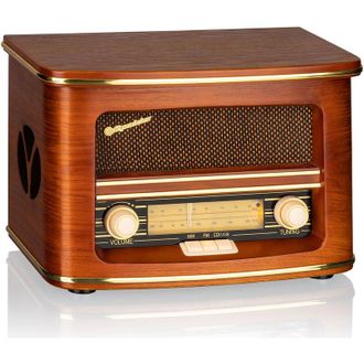 Roadstar Hra-1500cd-mp3uemp Radio Cd Port&aacute;til Vintage Fm/ Mw, Reproductor Cd-mp3, Usb Funci&oacute;n Grabaci&oacute;n, Mando A Distancia Madera