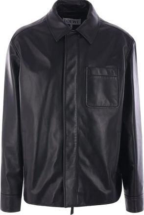 Loewe Giacca-camicia in pelle - Nero