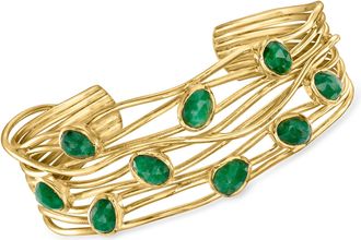 Ross-Simons Emerald Highway Cuff Bracelet in 18kt Gold Over Sterling