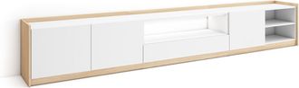 Skraut Home Skraut Home - Mueble Tv, Televisi&oacute;n, Muebles De Sal&oacute;n, Almacenaje, 310x37x50cm, Para Tv Hasta 80, Led, Estilo Moderno, Blanco Y Roble Soft