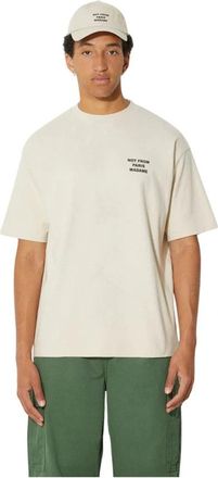 Dr&ocirc;le de Monsieur Beige Slogan T-Shirt Relaxte Pasvorm - Heren - T-shirts - Beige - XL - Katoen - Tops