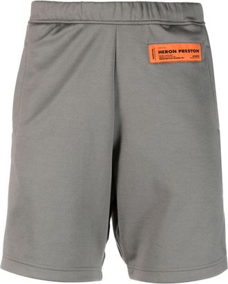 Heron Preston logo-patch track shorts - men - Polyester/Cotton - M - Grey