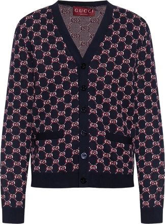 Gucci monogram wool cardigan - men - Wool - L - Blue