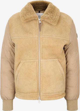Moncler Daunenjacke aus Leder und Nylon mit Shearling Tonnay