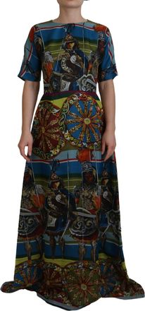 Dolce & Gabbana Womens Printed Silk Maxi Dress - Blue - Size EU 40 (Womens)