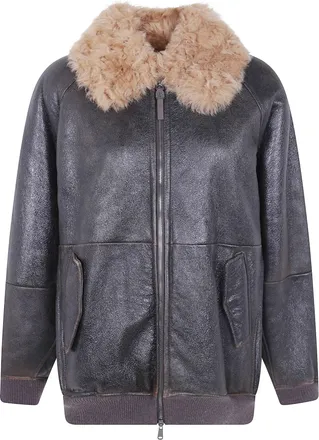 Brunello Cucinelli Jacket Fur Collar Mpmma7564 C9998 Nut