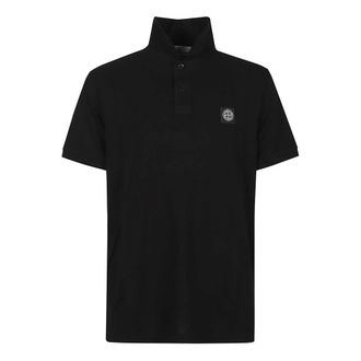 Stone Island Polo Shirts, male, Black, Size: 2XL Short Sleeve Slim Fit Polo Shirt