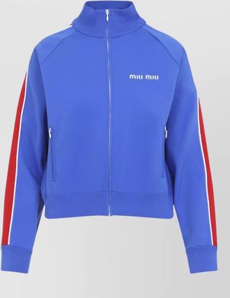 Miu Miu high collar cardigan long sleeves stripes