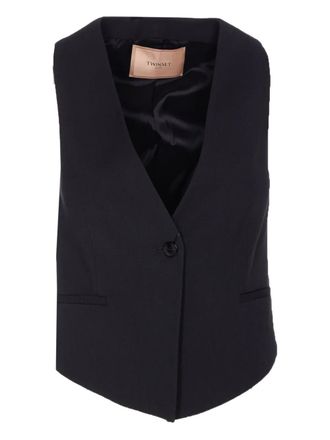 Twin-Set V-neck buttoned waistcoat - women - Viscose/Polyester/Elastane - 44 - Black
